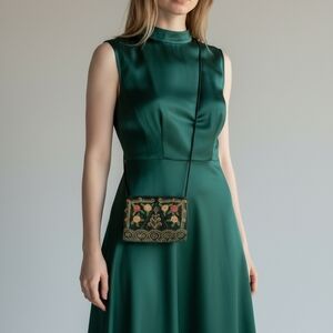 Vintage Christina Black Beaded Women's Evening Cross Body Bag